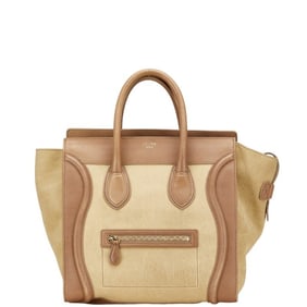 Celine Luggage Mini Shopper Handbag in Beige and Brown Leather for Women