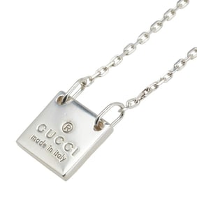 Gucci Square Plate Logo Pendant Necklace in SV925 Silver for Women