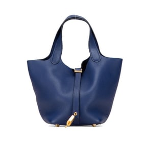 Hermes Hermès Picotin Lock PM Handbag in Blue Saphir and Navy Taurillon Clemence Leather, Women's