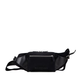 Balenciaga Logo Waist Bag/Body Bag 433625 Black Canvas and Leather Men's BALENCIAGA