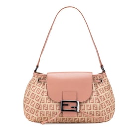 Fendi Zucchino Mamma Bucket One-Shoulder Bag Handbag 8BR282 Beige Pink Canvas Leather Women's FENDI