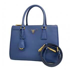 Prada Saffiano Leather Handbag, Navy Blue, 2-Way Bag for Women
