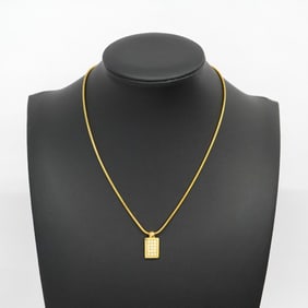 Christian Dior Trotter Necklace, GP Plated, Rhinestone, Gold, Women's