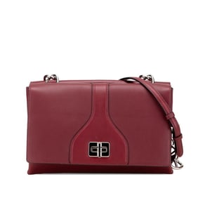 Prada Chain Shoulder Bag B5105C Red Leather Women's PRADA