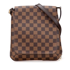 Louis Vuitton Damier Musette Salsa Long Crossbody Shoulder Bag N51300 Ebene Brown Leather Women's