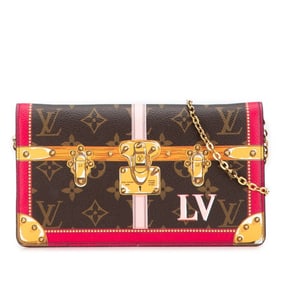Louis Vuitton Monogram Pochette Weekend Shoulder Bag M62456 Brown and Red Leather Women's LOUIS