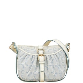 Celine C Macadam Shoulder Bag in Blue and White Canvas Leather for Women