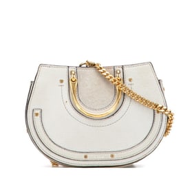 Chloé Chloe Pixie handbag, chain shoulder bag, 2-way, gray leather and suede, women's