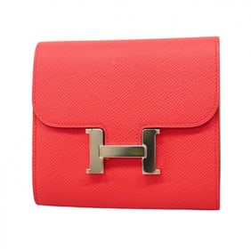 Hermes Hermès Constance Compact Wallet, Epsom Leather, Rose Extreme, A Stamp, Women's, P1414558