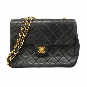Chanel Mini Matelasse Shoulder Bag with Chain Bag, Lambskin, Black, Women's