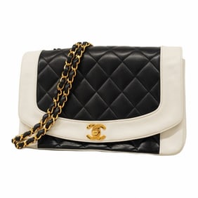 Chanel Diana Shoulder Bag with Chain Bag, Lambskin, Navy and White, Women's, P1426874