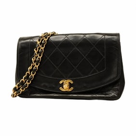 Chanel Diana Shoulder Bag with Chain Bag, Lambskin, Black, Women's, P1426873