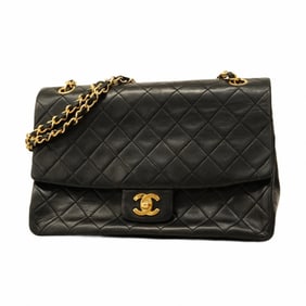 Chanel Shoulder Bag Matelasse W Chain Lambskin Black Women's P1426871