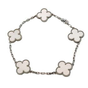 Van Cleef & Arpels Alhambra 5P Bracelet in 18K White Gold with Mother-of-Pearl for Women