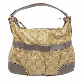 Gucci GG Crystal Handbag 223965 Coated Canvas Beige Brown Champagne Women's