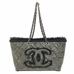 Chanel Matelasse Shoulder Bag, Chain Boa Vinyl, Black, Women's