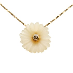Christian Dior Dior flower motif rhinestone pendant necklace in gold and plastic with plating for
