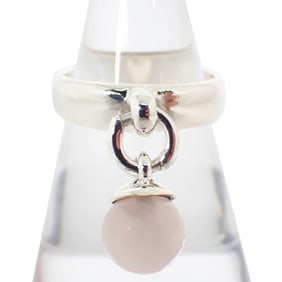 TIFFANY 925 Ball Dangle Rose Quartz Ring, Size 12.5