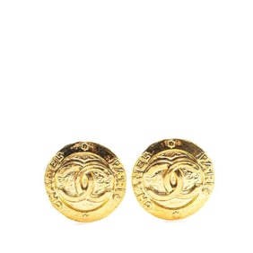 Vintage Chanel Coco Mark Earrings, Gold Plated, Women's, CHANEL