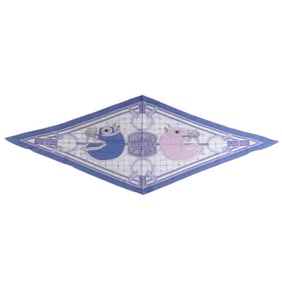 Like new Hermès Rosange MM scarf/muffler with horse motif, JP, Tattersall, cashmere, silk, blue,