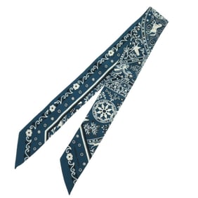 Hermès Twilly "Peuple du Vent" Silk Scarf, Blue, 1290HERMES