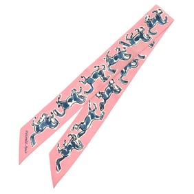 Hermès Twilly Chevaux en Liberte Silk Pink Scarf Muffler 1292HERMES
