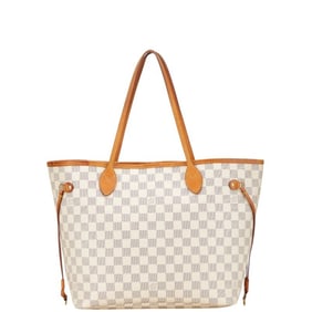 Louis Vuitton Damier Azur Neverfull MM Tote Bag Shoulder N51107 White Ivory Leather Women's LOUIS