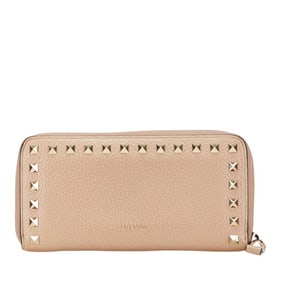 Valentino Rockstud Long Wallet in Beige Leather for Women