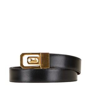 Celine Horsecarriage Belt in Black and Gold Plated Leather for Women