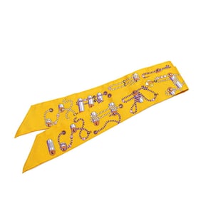 Hermès Twilly Cordage Scarf, Orange, Purple, Multicolor, Silk, Women's, HERMES