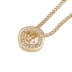 Christian Dior Dior CD logo rhinestone necklace, gold plated, for women.