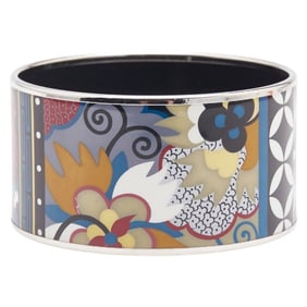 Hermes TGM enamel cloisonné bangle in silver and multicolored metal, women's.