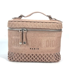 Christian Dior Logo Mesh Vanity Bag, Canvas Handbag, Women's, Pink