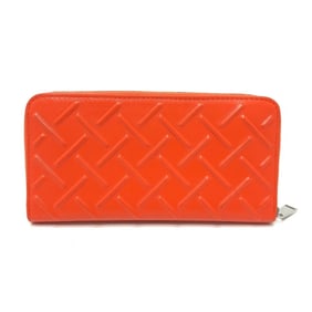 BOTTEGA VENETA 593217 Men's Leather Zip-Around Long Wallet in Orange