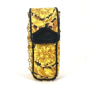 VERSACE Vintage Leopard Print Pochette with Chain Phone Case and Shoulder Bag in PVC/Leather,