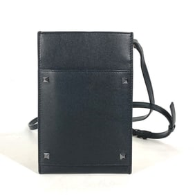 VALENTINO Pochette Logo Studded Leather Shoulder Bag, Women's, Black, Like New