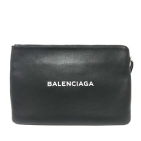 BALENCIAGA 492467 Logo Shopping Second Bag Clutch Handbag Leather Men's Black