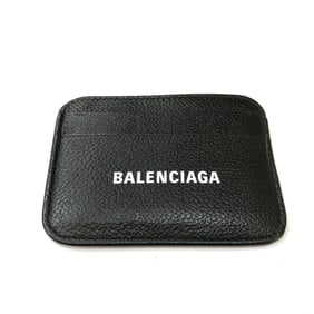 BALENCIAGA 593812 Logo Flat IC Case, Business Card Leather, Women's, Black