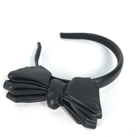 MIUMIU Miu Ribbon Headband, Leather, Black, Women's