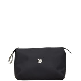 Versace Medusa Pouch Clutch Bag in Black Nylon and Leather for Women