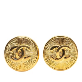 Vintage Chanel Coco Mark Earrings, Gold Plated, Women's, CHANEL