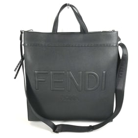 FENDI 7VA583 Shoulder Bag, Shopper Medium, 2-Way Selleria Tote Leather, Men's, Black