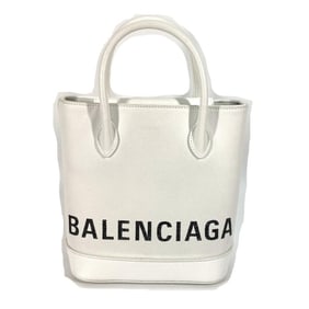 BALENCIAGA 596159 Logo Ville XXS 2-Way Handbag, Tote Bag, Shoulder Leather, Women's, White