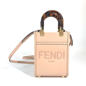 FENDI 8BS051 Sunshine Shopper Small Shoulder Bag/Handbag, Leather, Women's, Beige