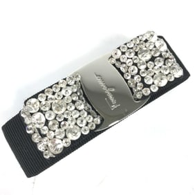 Salvatore Ferragamo logo Vara ribbon and rhinestone hair accessory, nylon barrette, black, like new,