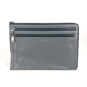 FENDI 7M0237 Zip Pouch Clutch Bag in Grey Leather for Men