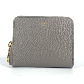 CELINE 10L203BEL.10BL Compact Wallet, Small Zip Essential, Round Zipper, Bifold Leather, Women's,