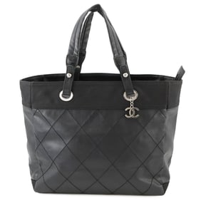 Chanel Paris-Biarritz Tote Bag, Medium, Matelasse, Coco Charm, A34209, Black