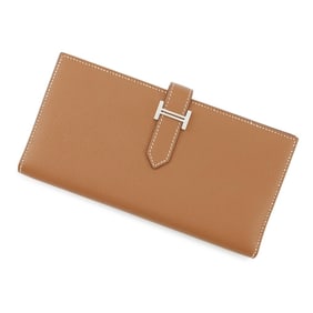 Hermès Bearn Soufflet Long Wallet, Gold, Epson, A Stamp, HERMES Wallet
