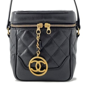Chanel chain shoulder bag, Matelasse vanity caviar skin, black